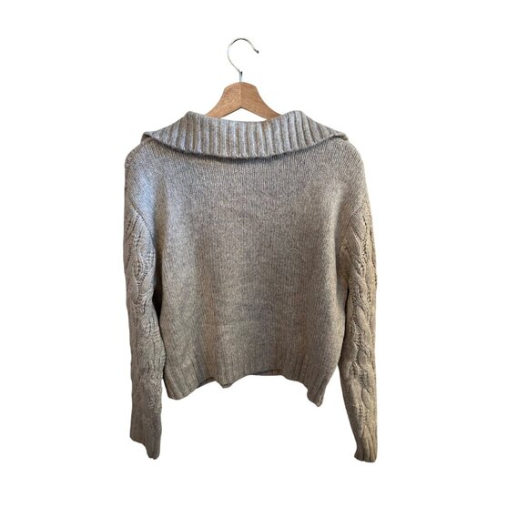 Sincerely Jules Cream, Tan Sweater Cable Knit Women's Size M Quarter Zip - Picture 4 of 4